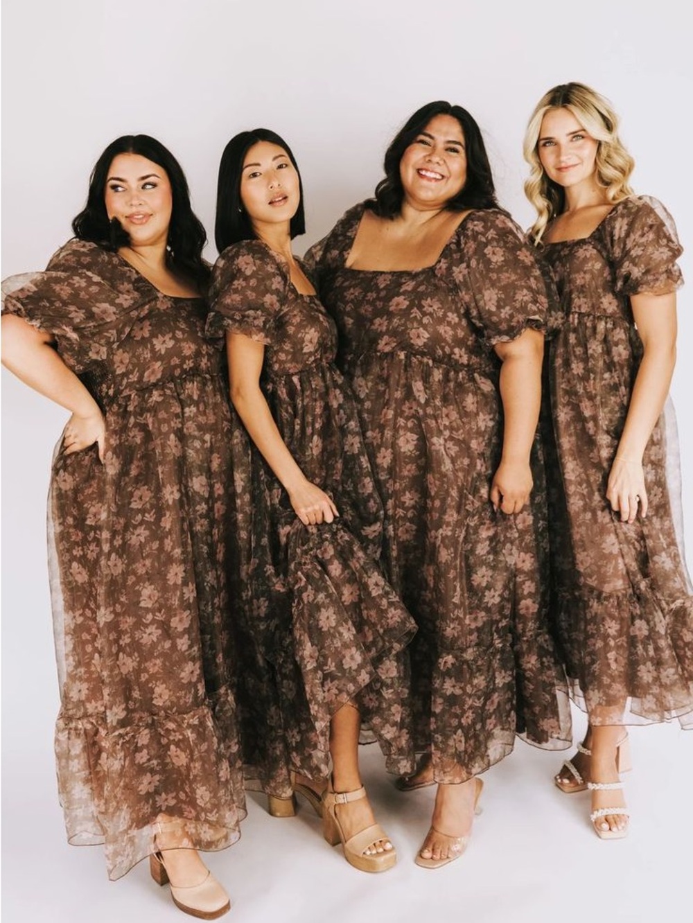 One Loved Babe Mocha Meadow Size 2X NWOT Brown Floral Dress Plus Size